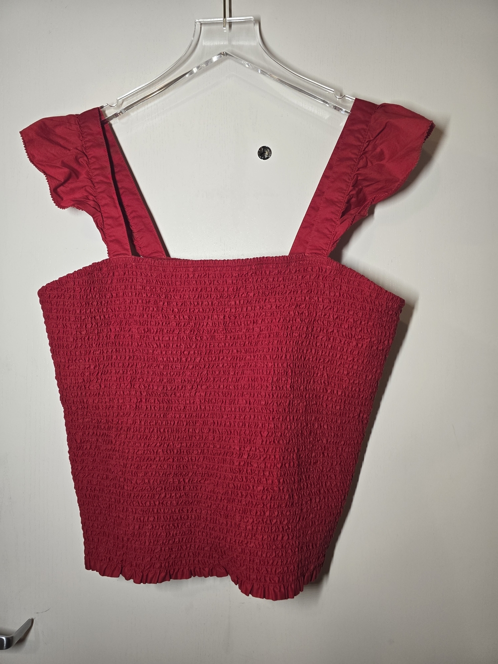 Old Navy Red Smocked Ruffle Strap Camisole